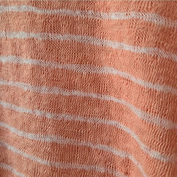 Caslon Stripe Split Neck Top in Coral- White NWOT - Picture 5 of 6